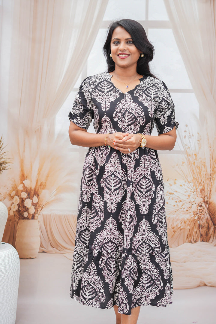 Black Day to Night Dress Without Lining( Wrinkle-Free Cotton blend Dress)