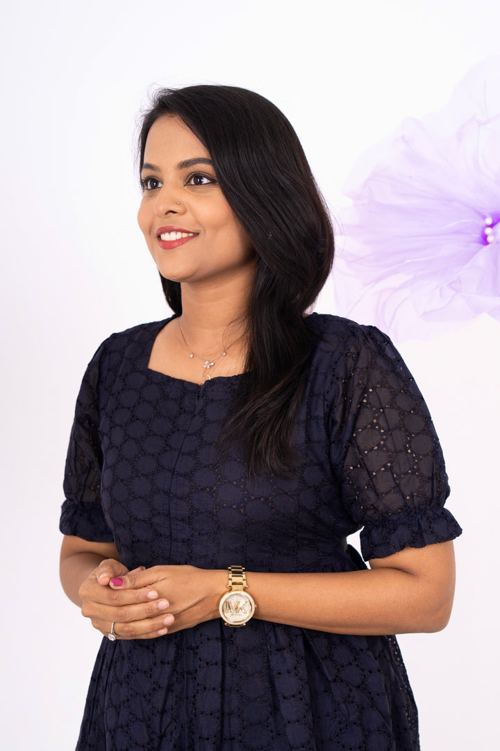 Black hakoba Dress With Lining