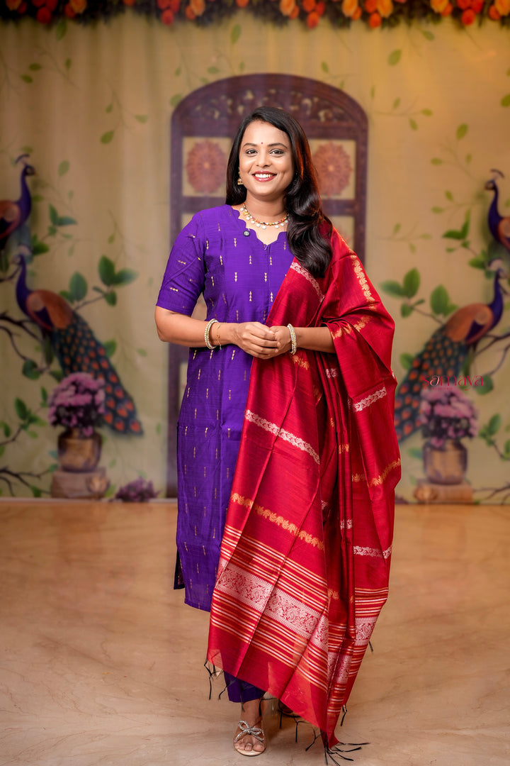 Back to roots  raw silk Kurta 3 piece set