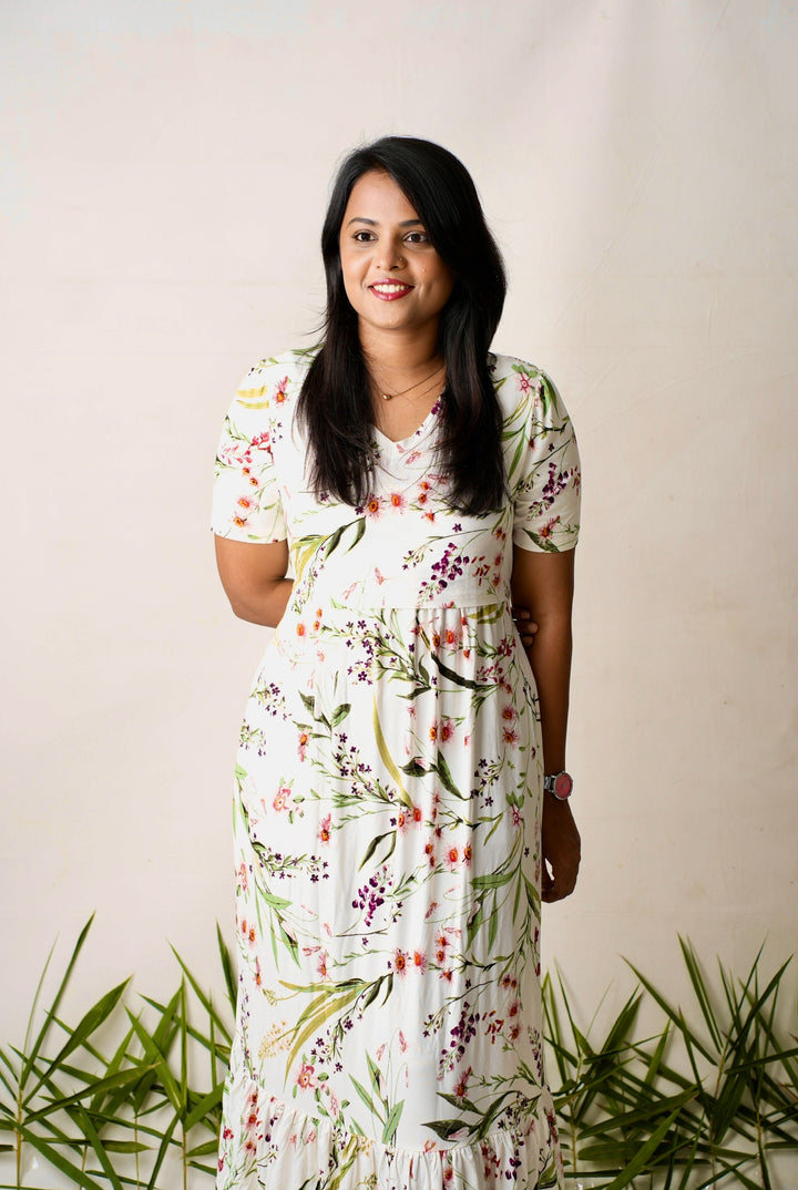 Luxury Maxi Amore Dress with frill light weight