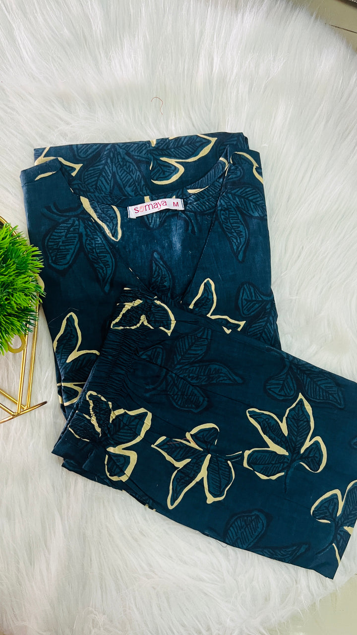 ZARA- peacock blue  Night Co-ord Set