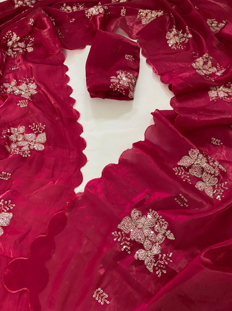 Vaishu organza work saree