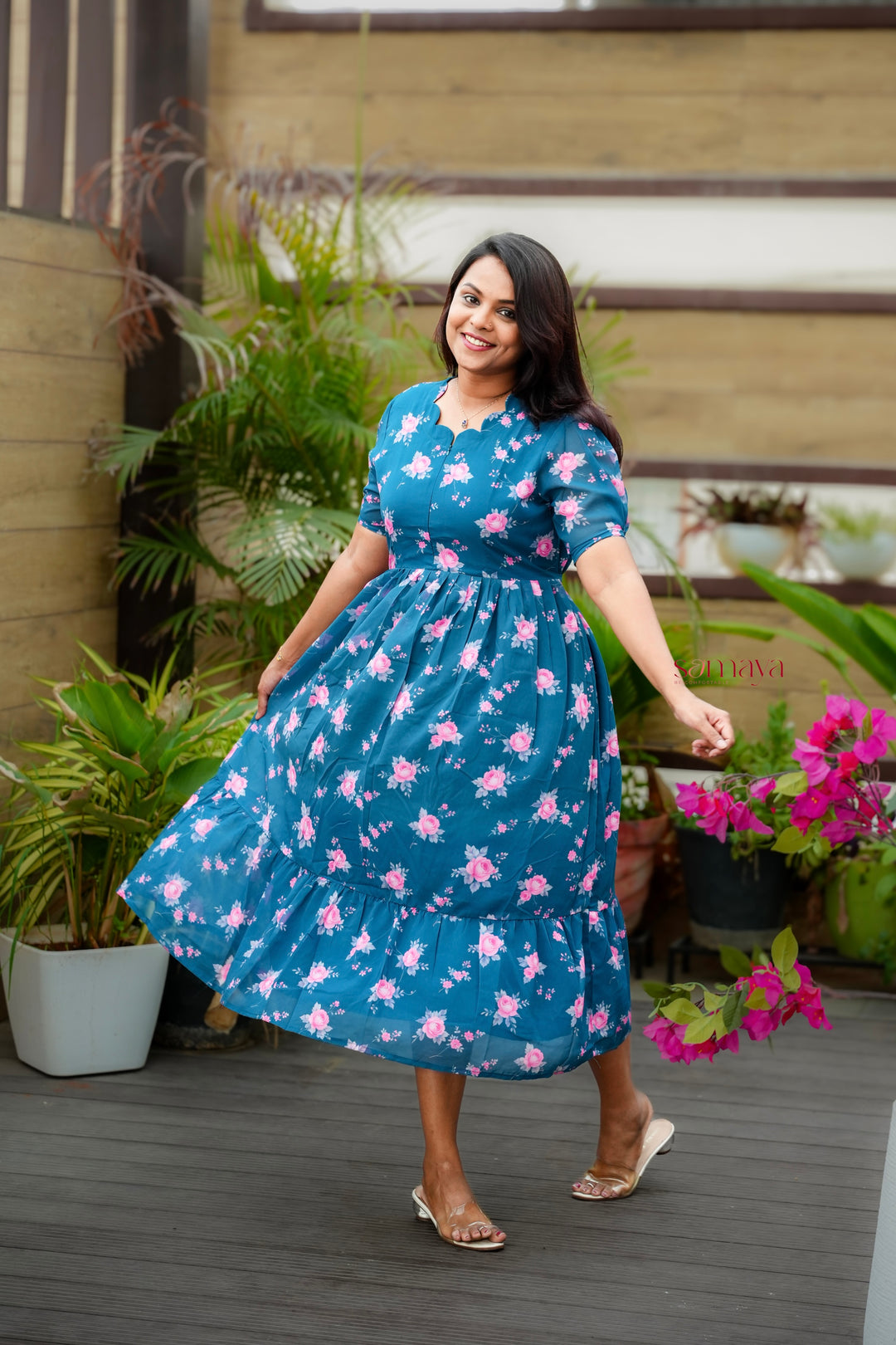 Ruhi georgette casual  Dress With Lining ( No-Iron Everyday Dress)