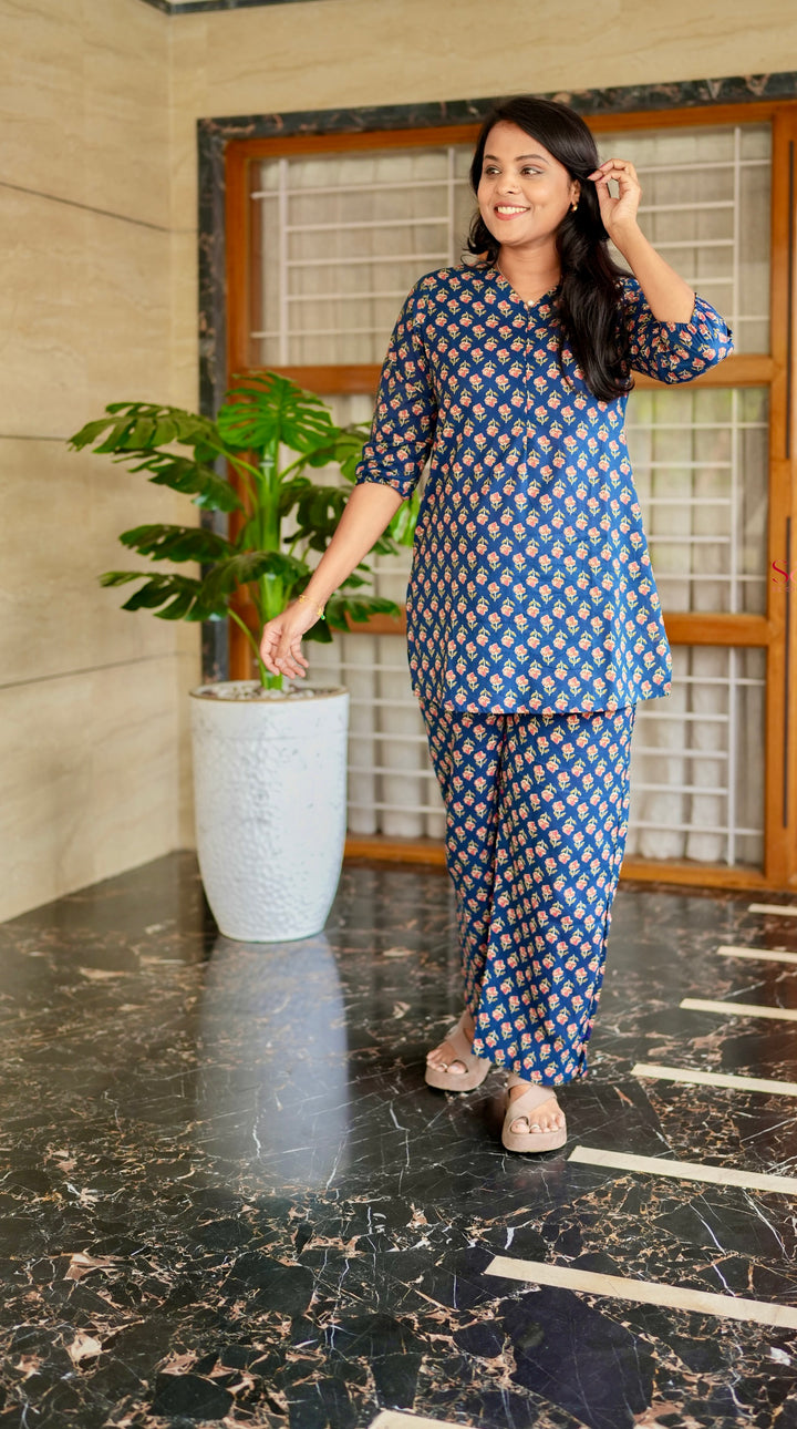 HAASYA- navy  Night Co-ord Set