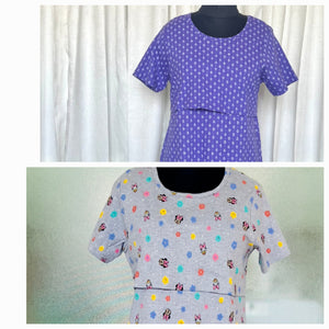 Maternity kur-tee pack of 2( lavender flower / Grey Flower ) combo