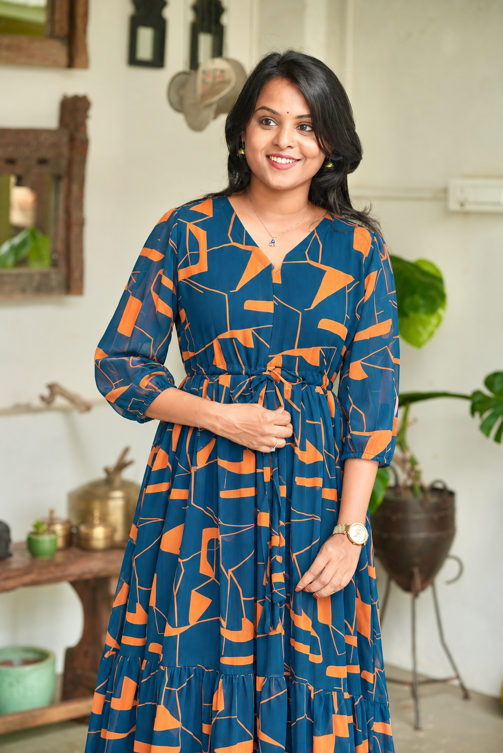 Piya  georgette casual Dress With Lining ( No-Iron Everyday Dress)