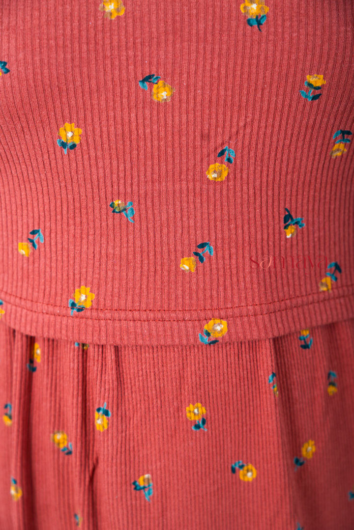 Midi Brown Ribbed Thick( Minor embroidery variation so sold at sale price )