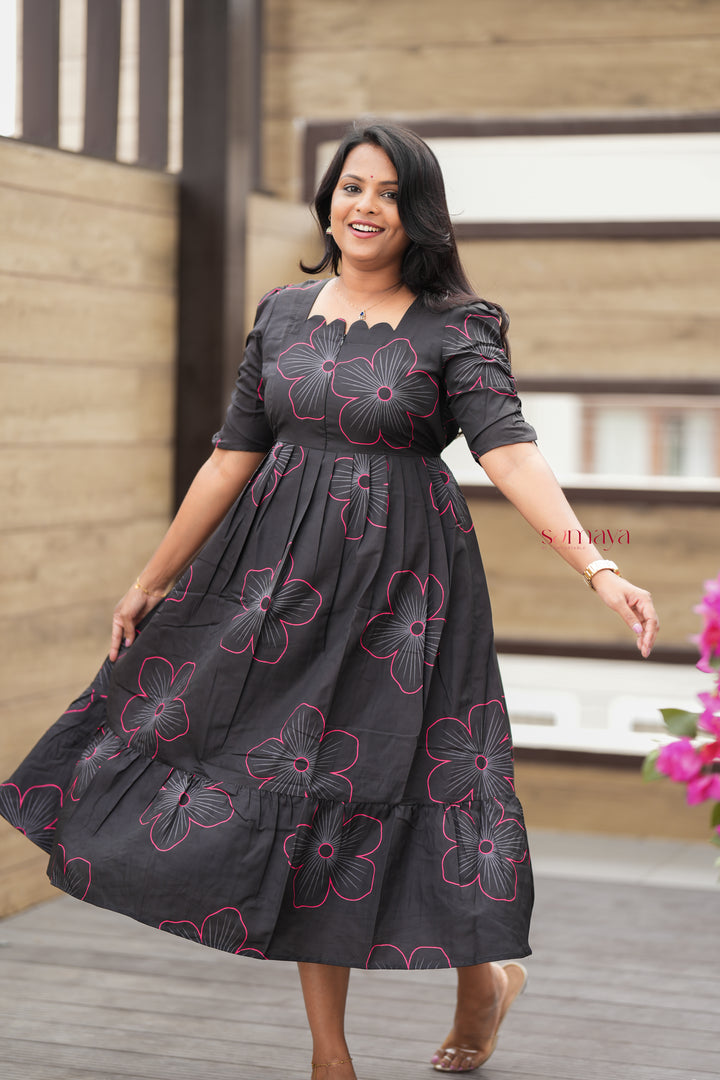 Siyaara Dress With lining( Wrinkle-Free Cotton Blend Dress)