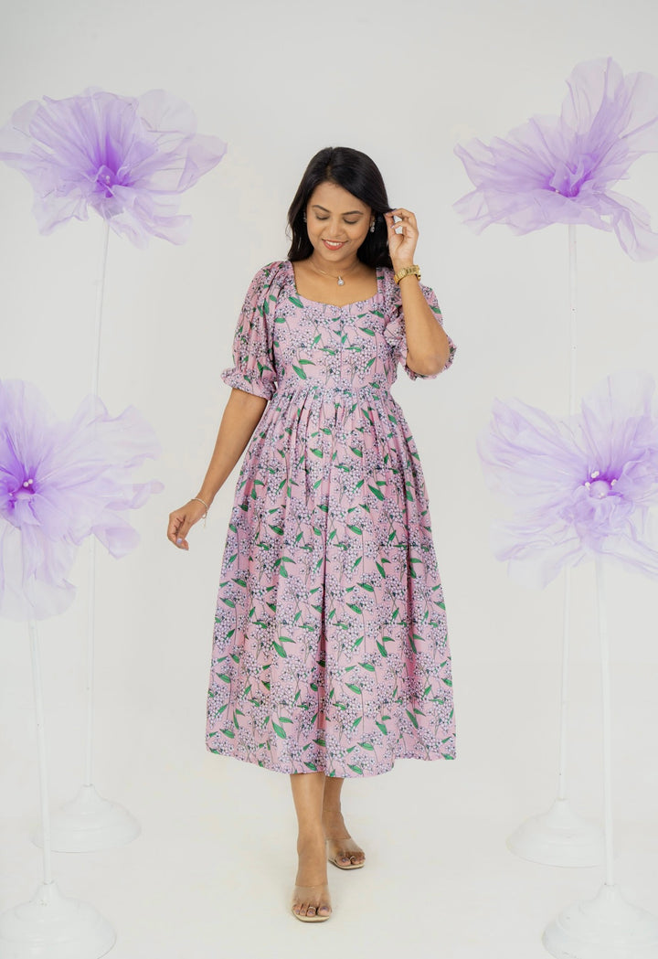 Emma  casual  Dress With Lining "Non-Maternity &  maternity Feeding-Friendly Dress"