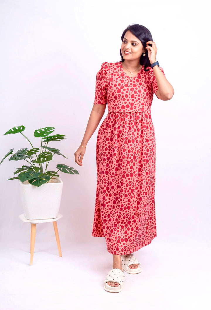 Maxi Peach Ribbed  Dress