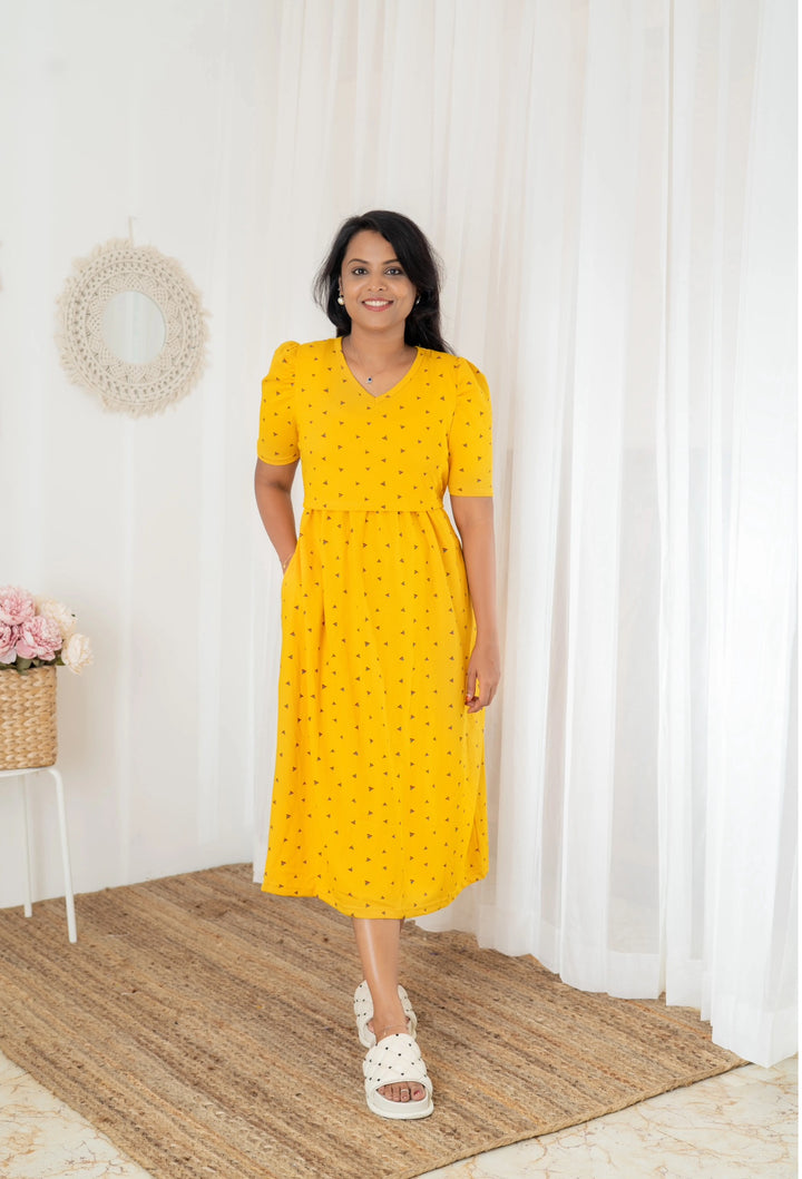 Midi Gold Thick Weight Dress