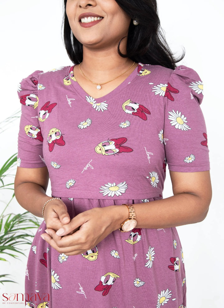 Maxi Mauve Donald Light Weight Dress( Minor embroidery variation so sold at sale price )