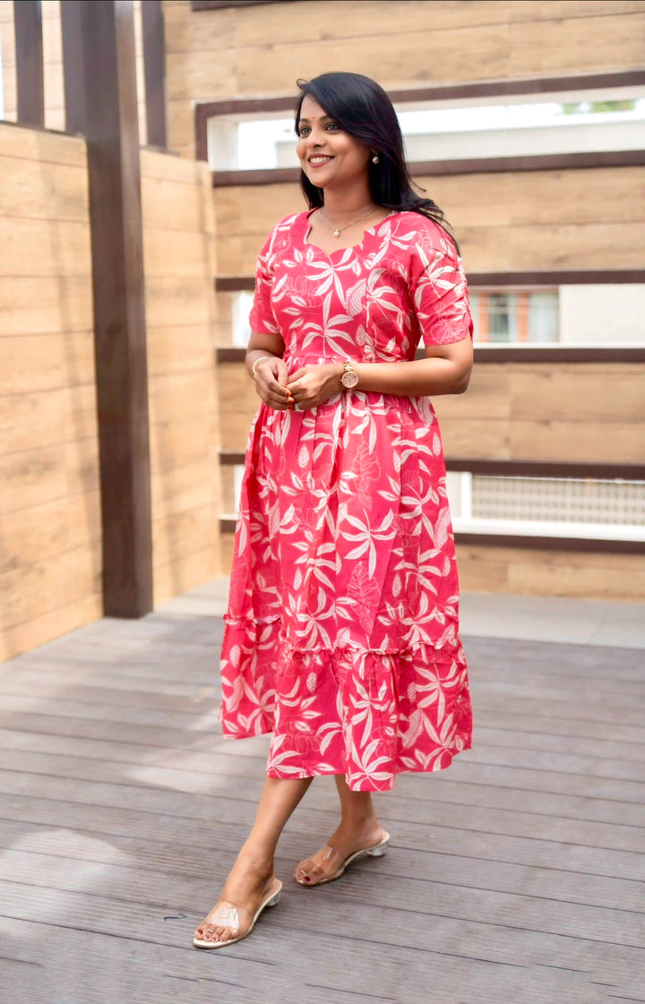 Peach Day To Night Dress Without Lining
