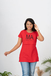 Maternity t-shirt Red Ma thick