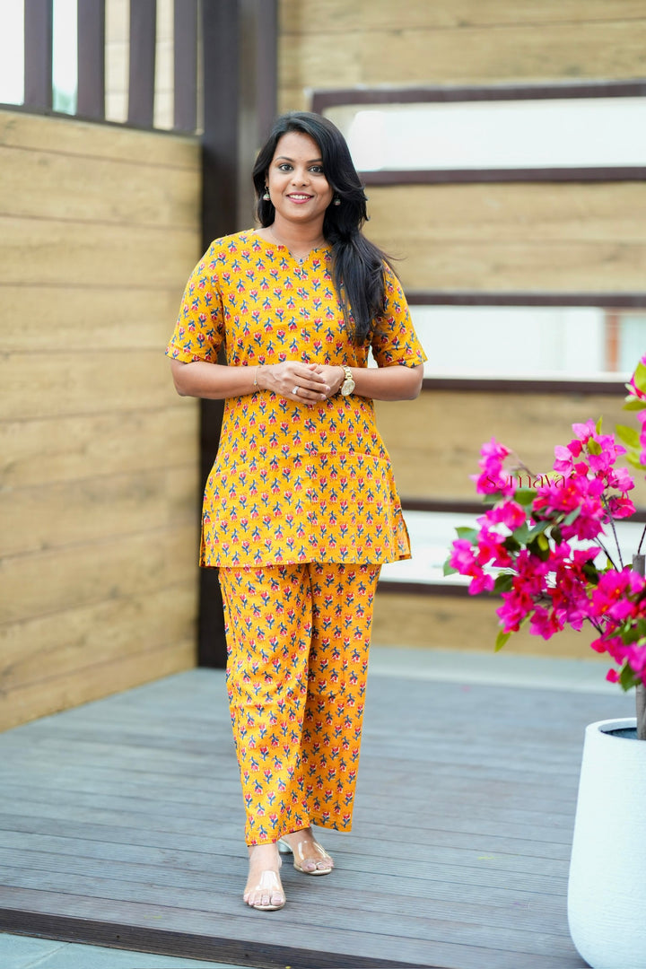HAASYA -Mustard Night Co-ord Set