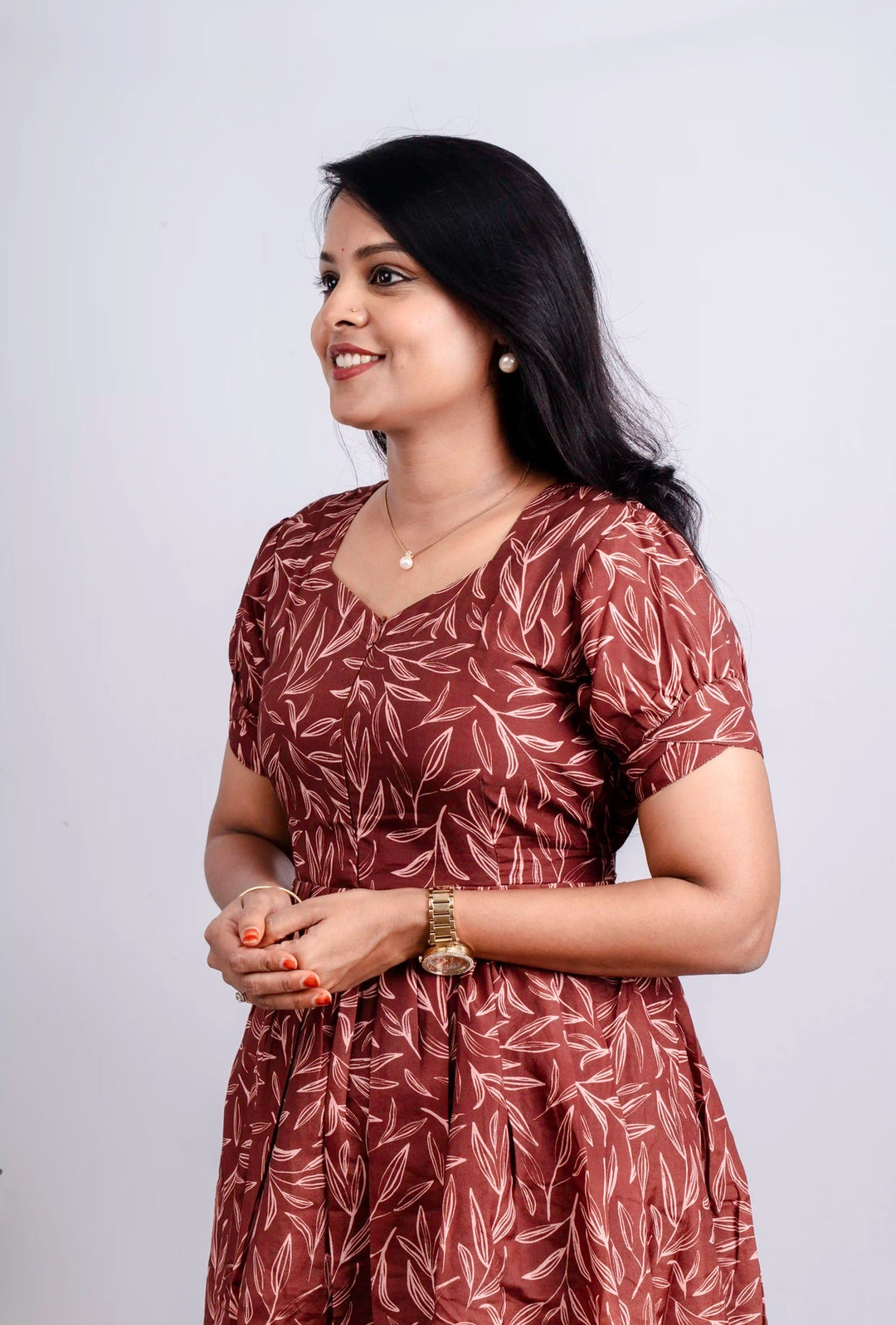 Chocolate Casual Dress With Lining