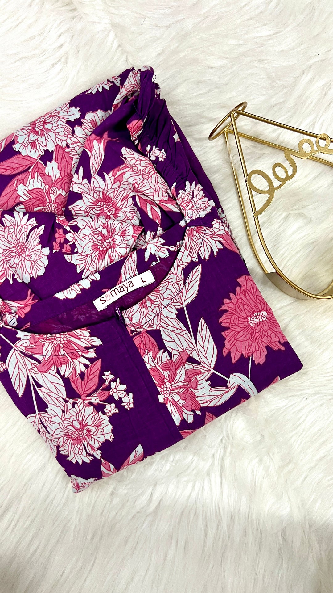 Purple bloom  floral  Dress With Lining