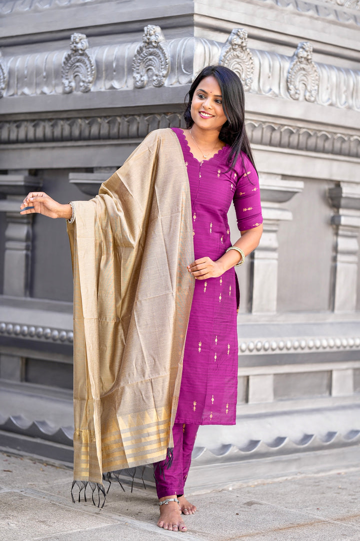 Janani 3 piece raw silk suit set