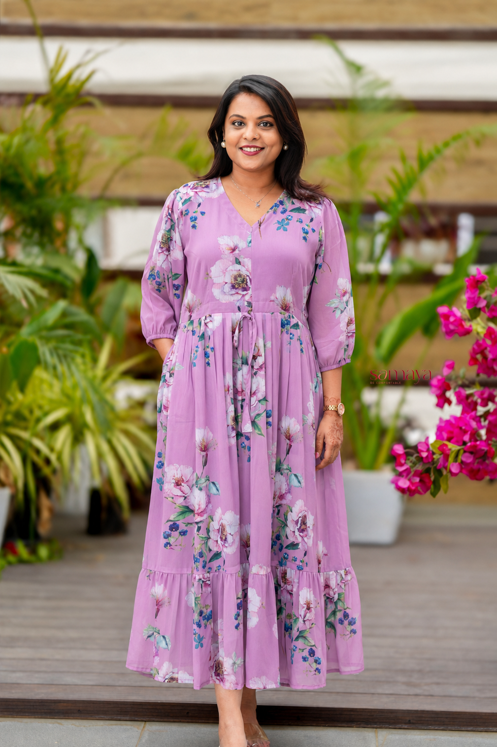 Laila  georgette casual  Dress With Lining ( No-Iron Everyday Dress)