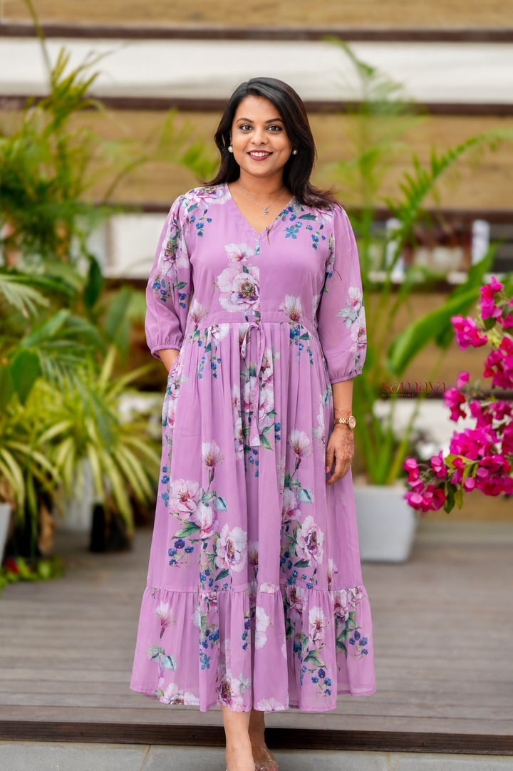 Laila  georgette casual  Dress With Lining ( No-Iron Everyday Dress)