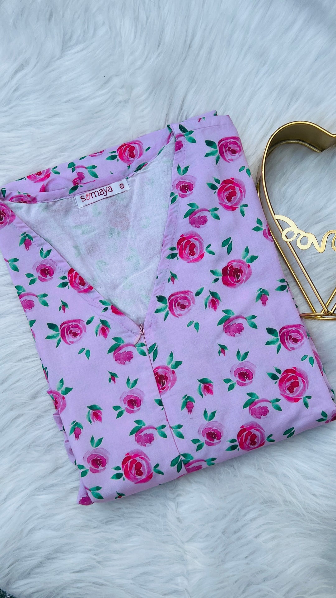 Rose casual  Dress With Lining