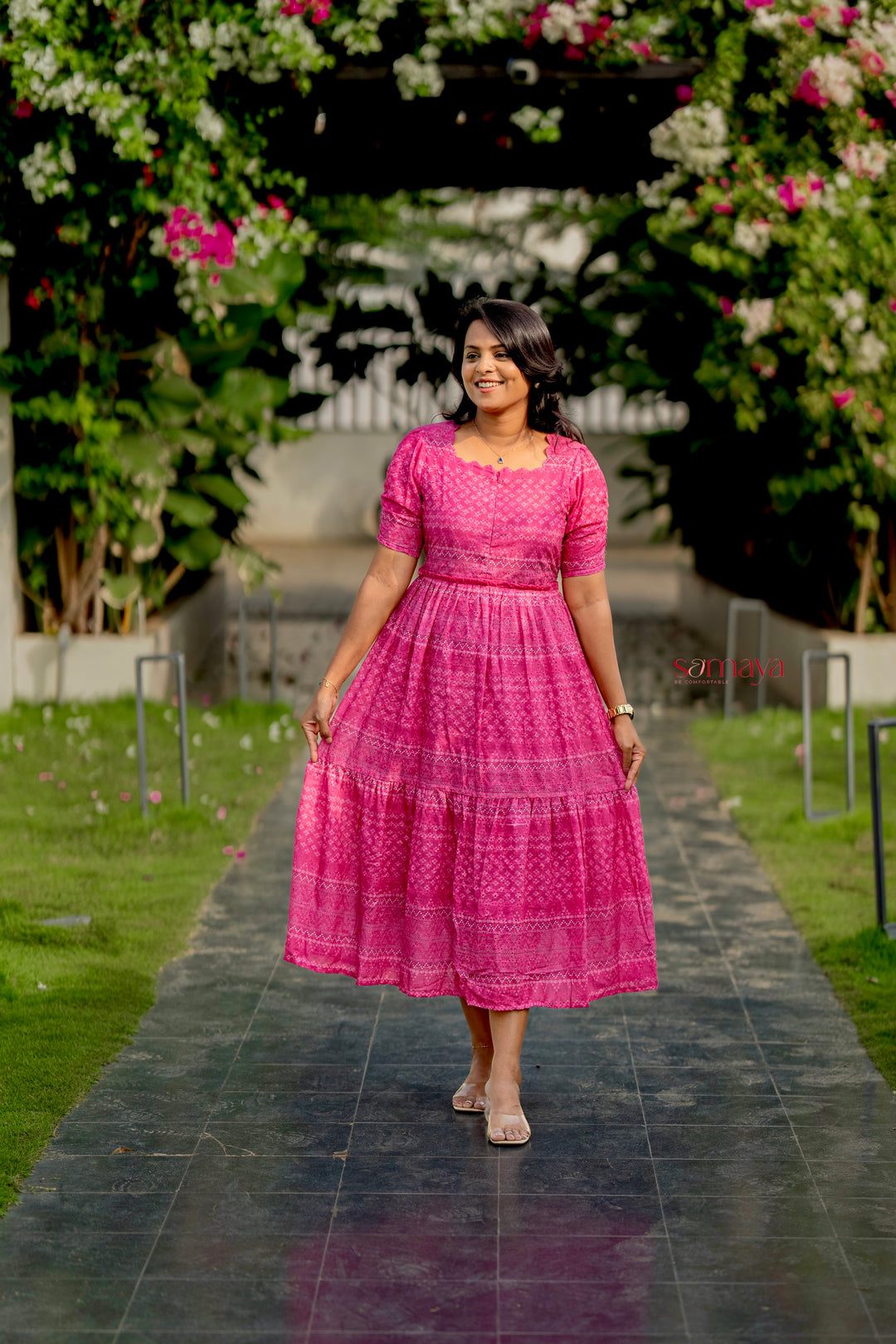 Aria  Hakoba bandhani print  Dress With Lining