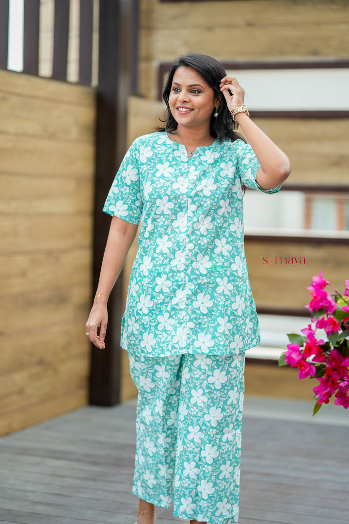 Haasya sky Night Co-ord Set