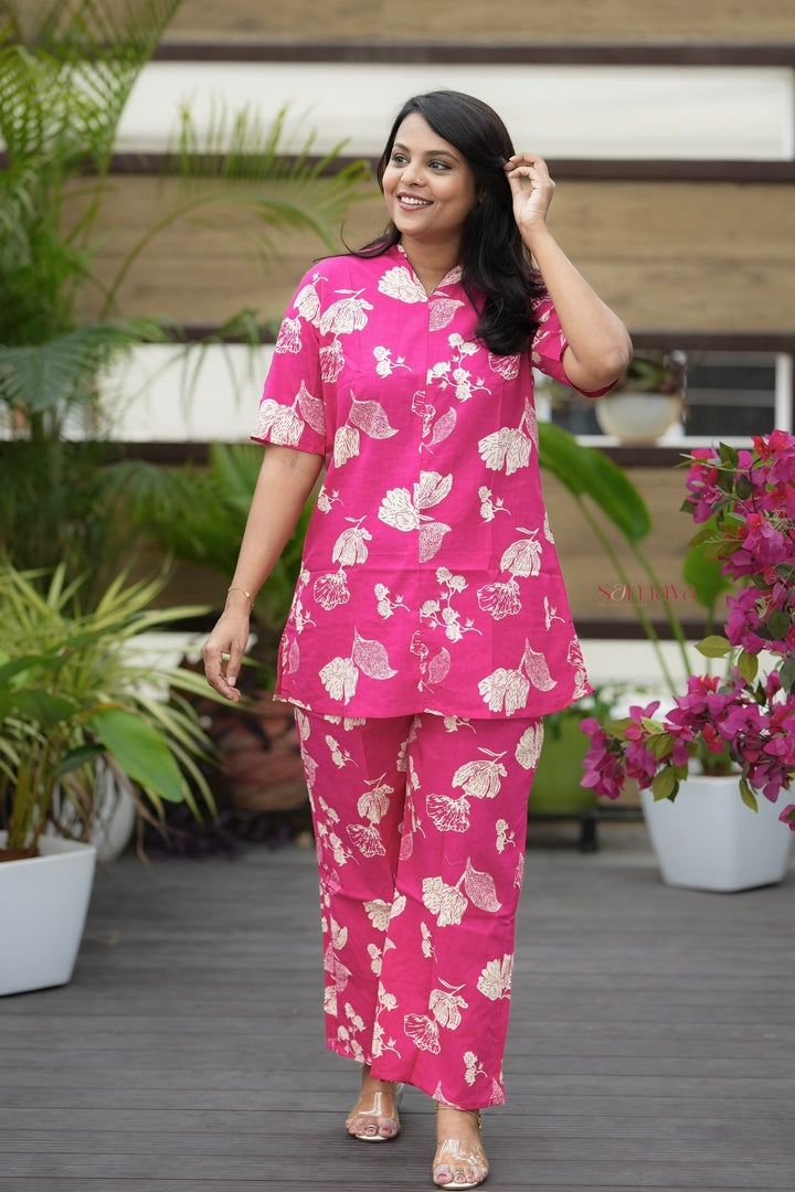 Theera -Pink Night Co-ord Set