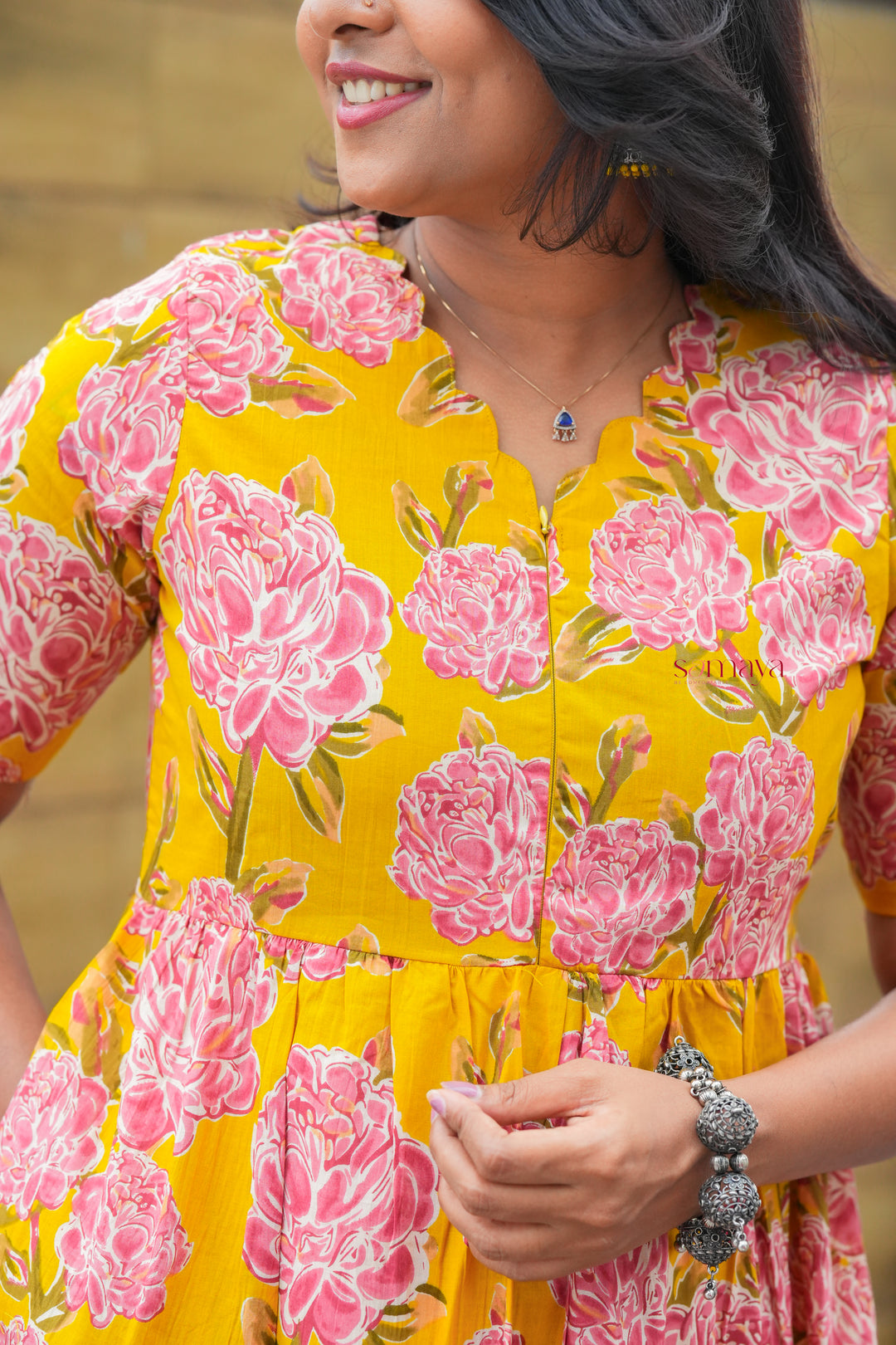 Manjal  casual Dress With Lining