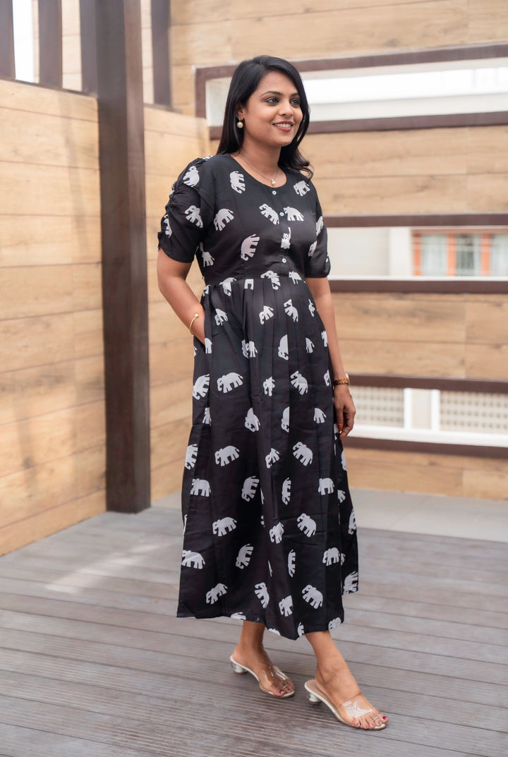 Black Elephant Day to Night Dress Without Lining