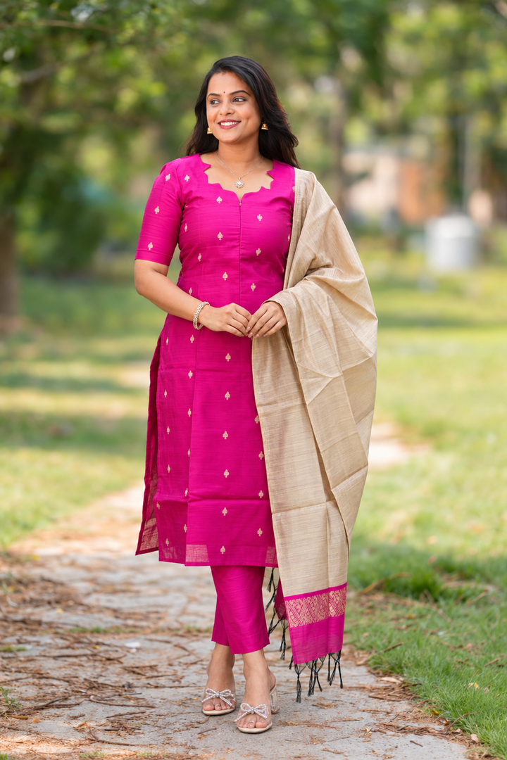 Leena raw silk suit set with dupptta( set of 3) ready to dispatch