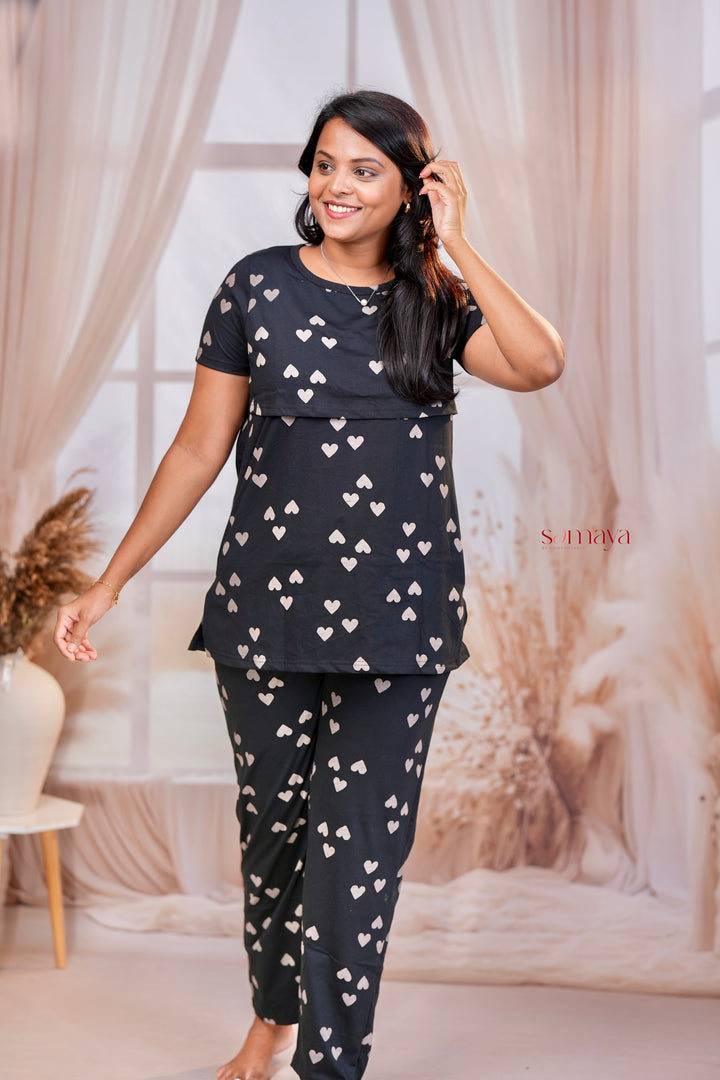 Black Heart Feeding Pant Set