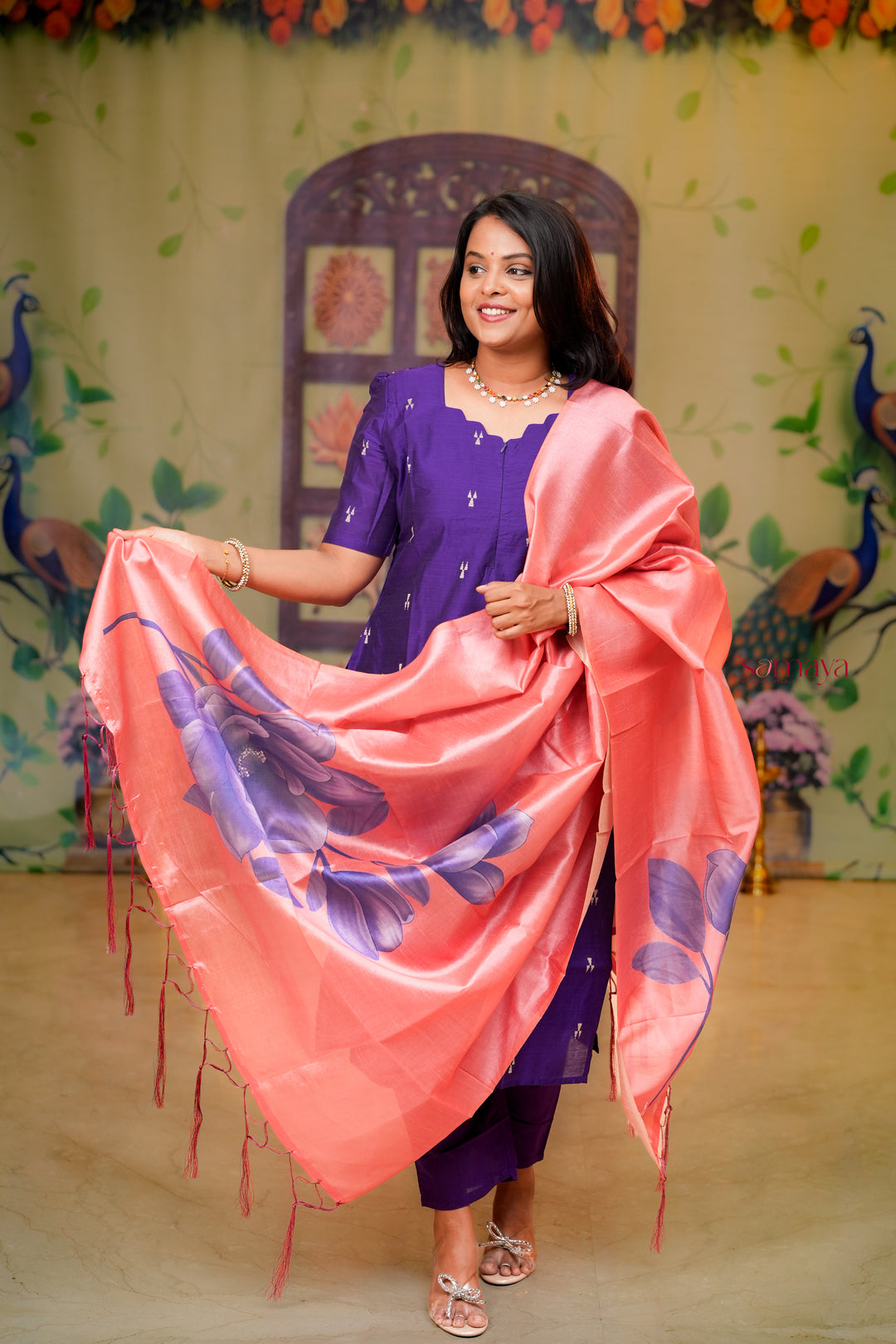 Yaaz - purple  raw silk Kurta 3 piece set