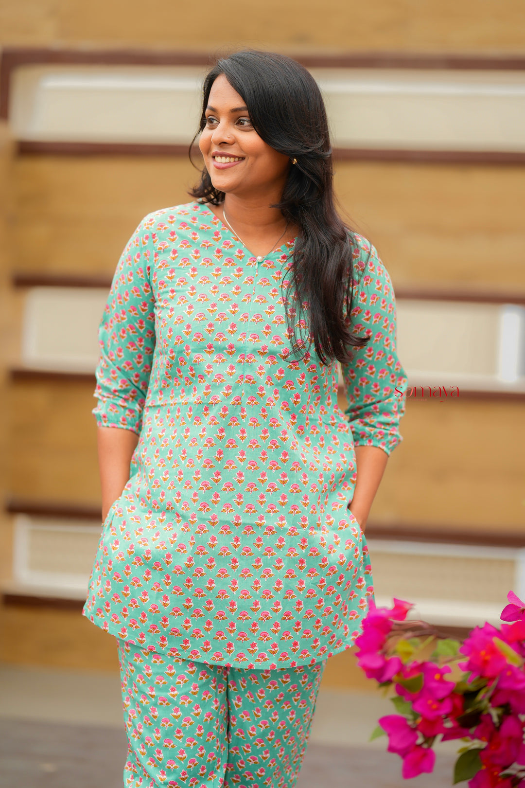 HAASYA-Mint Night Co-ord Set