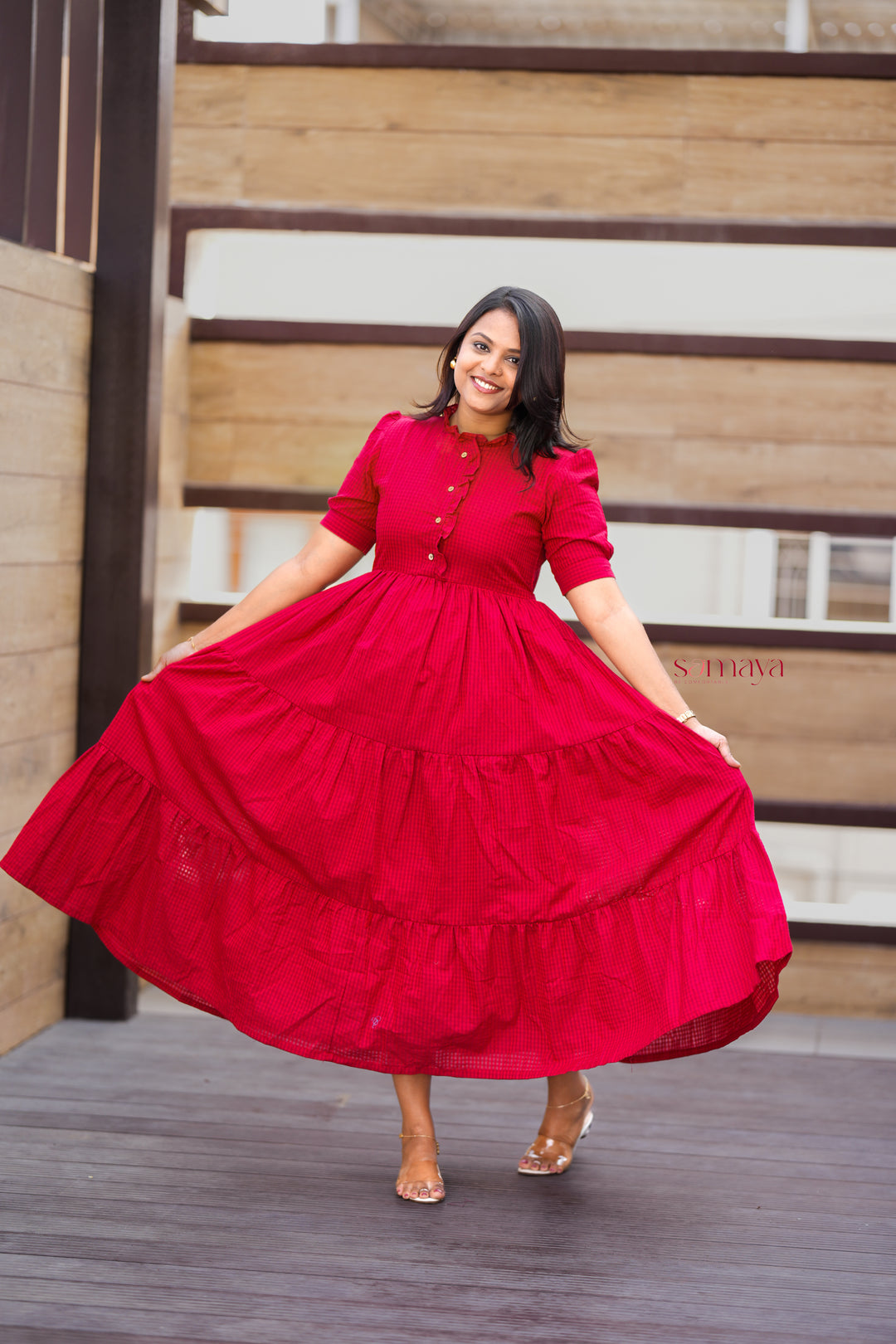 Deepika  maxi cotton  Dress With Lining(Ultimate Layered Flare Dress)