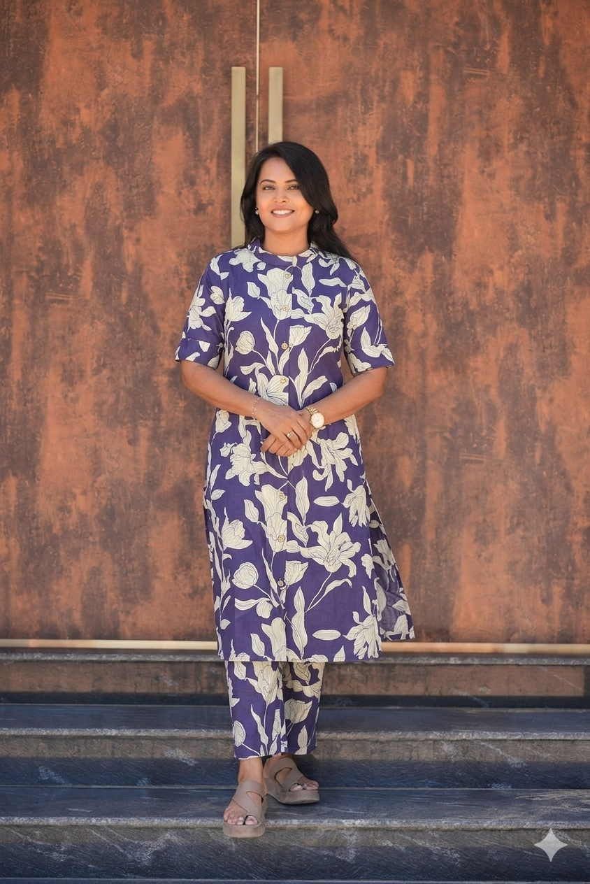 Sagiyae cotton  Co-ord set (button opening)