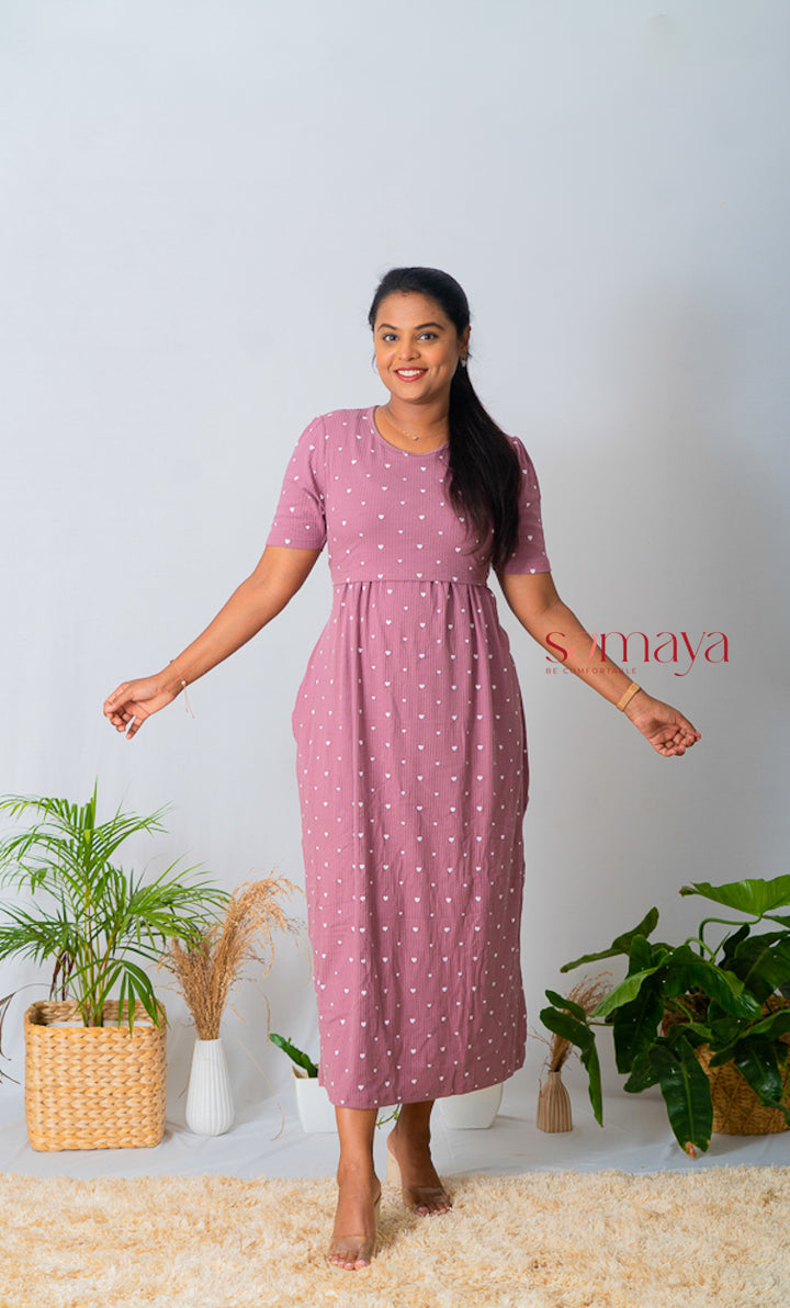 Maxi Dusty Hearts Ribbed( Minor embroidery variation so sold at sale price )