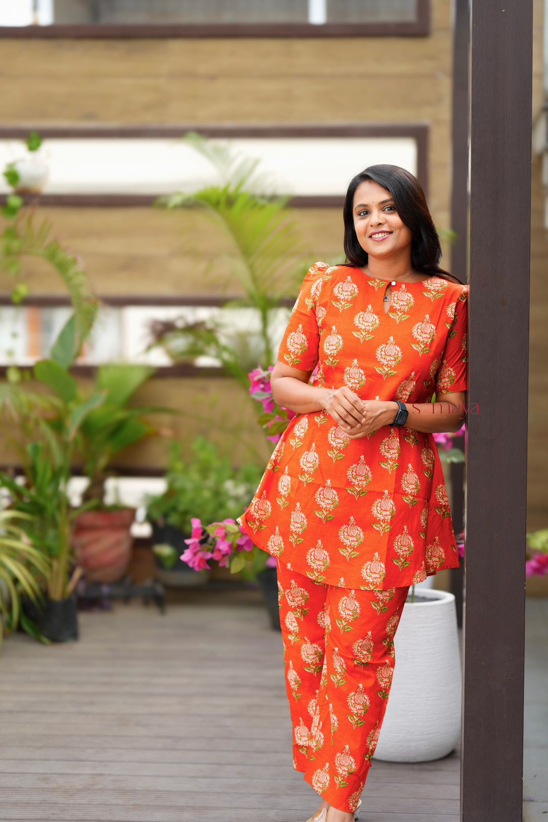 Nila-Orange flower co-ord set