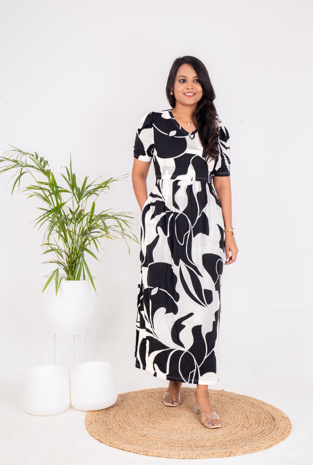 Maxi Black & white Light Weight Dress