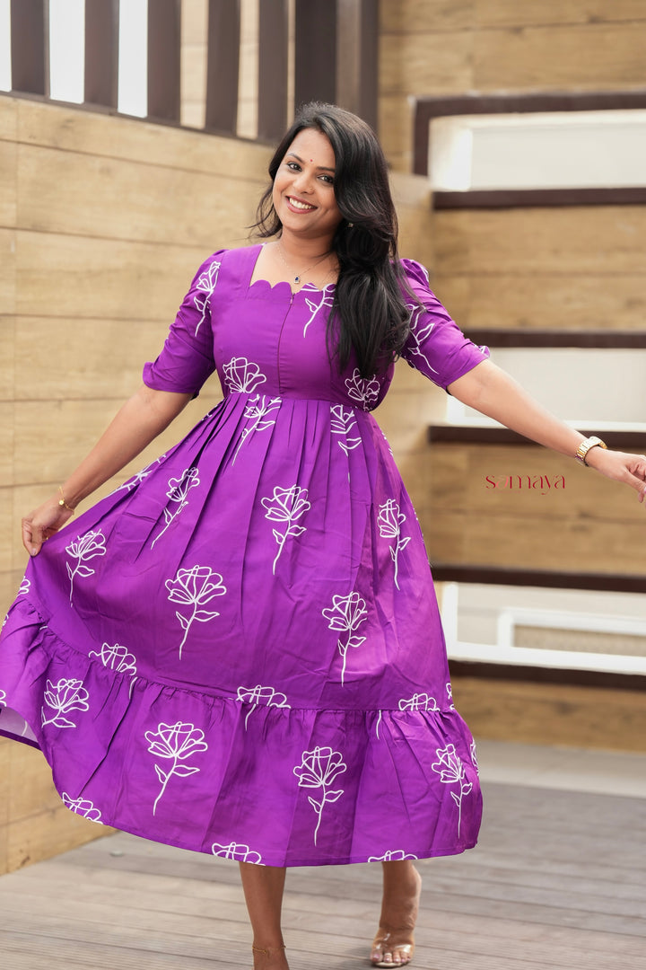 Tanvi  Dress With lining( Wrinkle-Free Cotton Blend Dress)