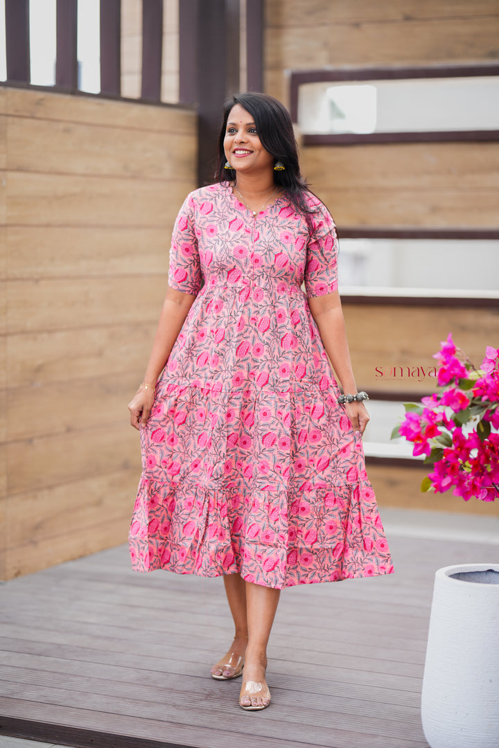 Peach day to night dress without lining