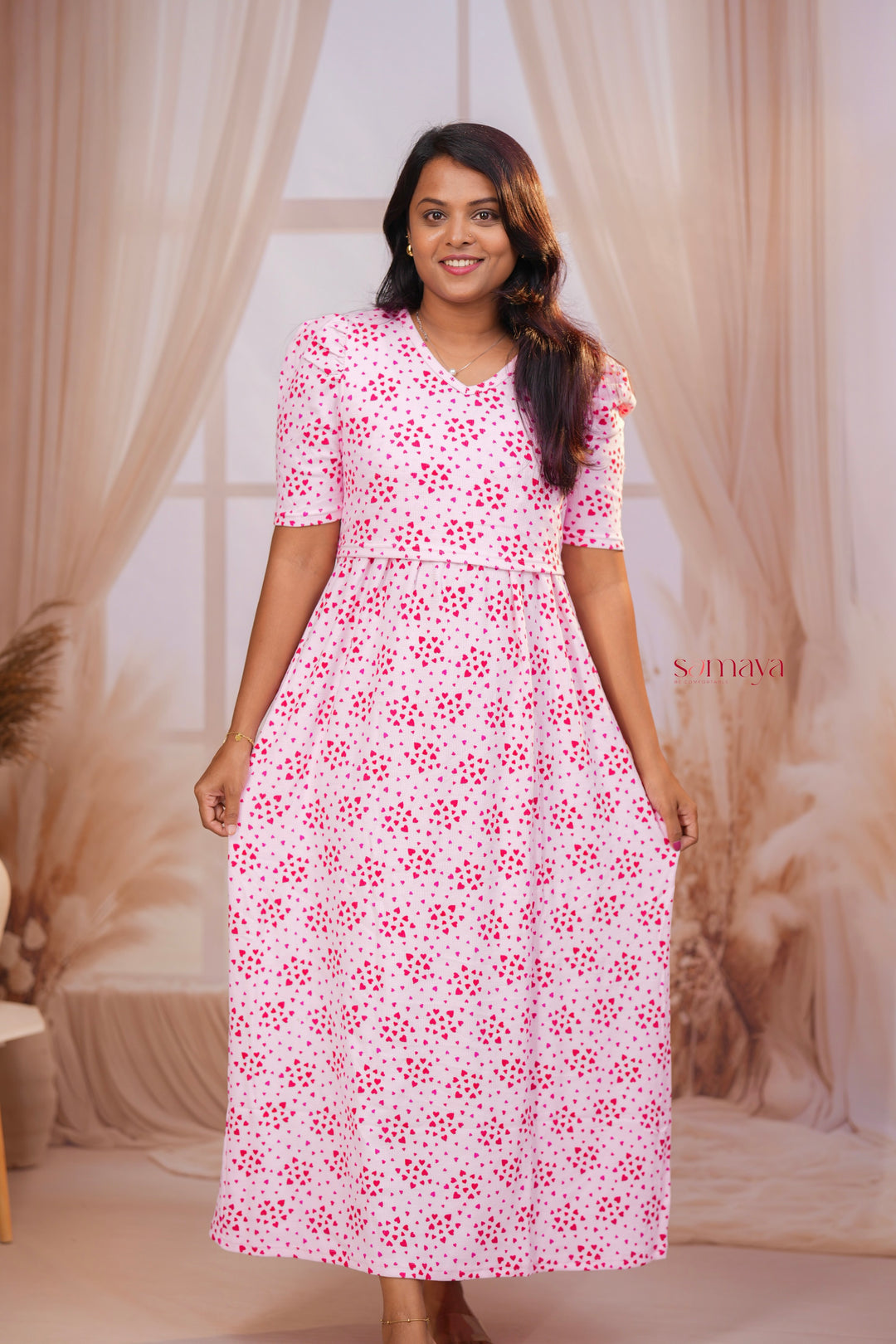 Maxi Babypink Waffle  Dress
