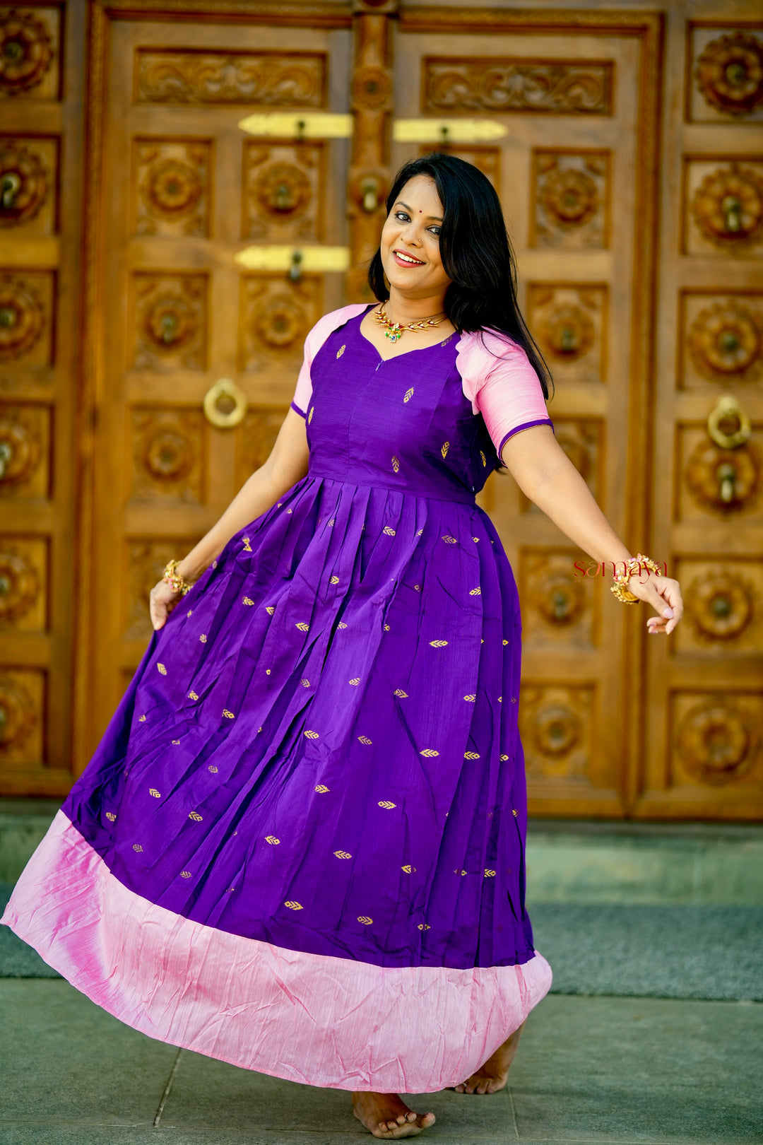 Soundarya raw silk maxi Dress With Lining