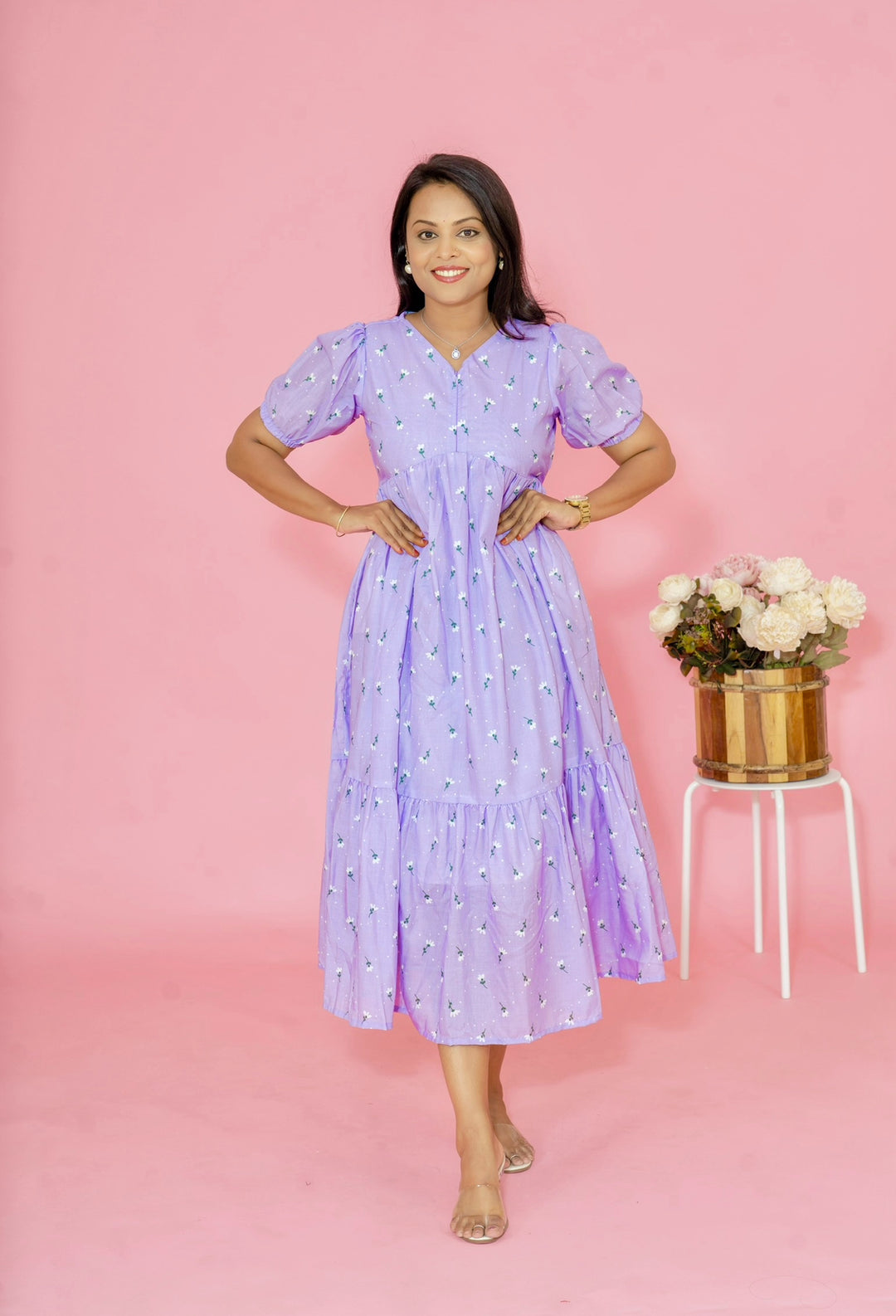 Lavender Casual Dress With Lining ( No-Iron Everyday Dress) Lavender Casual Dress With Lining ( No-Iron Everyday Dress)