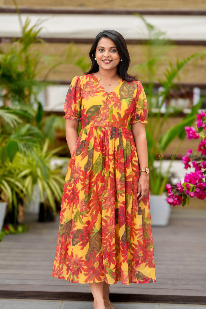 Shivani georgette casual  Dress With Lining ( No-Iron Everyday Dress)