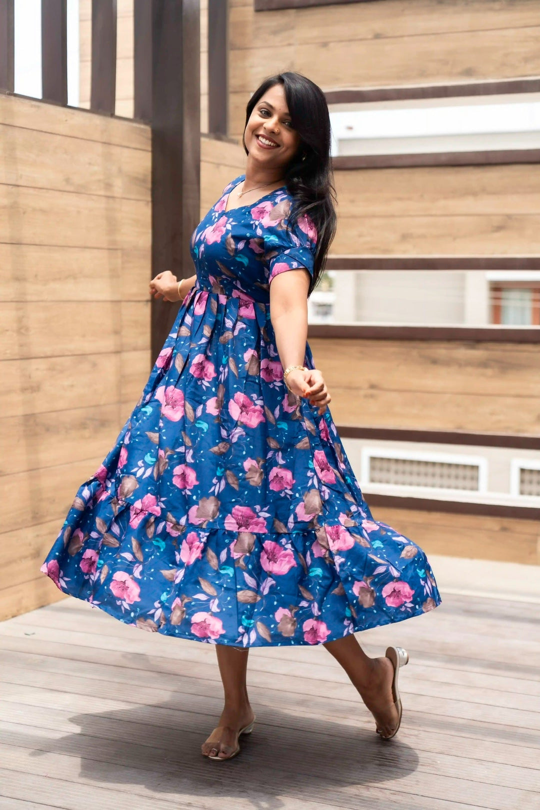 pink and blue casual dress Multi Pleated Muse Colourblock Dress Blue Pink