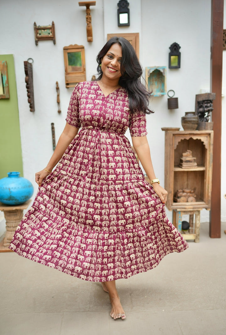 Elephant Casual Dress With Lining