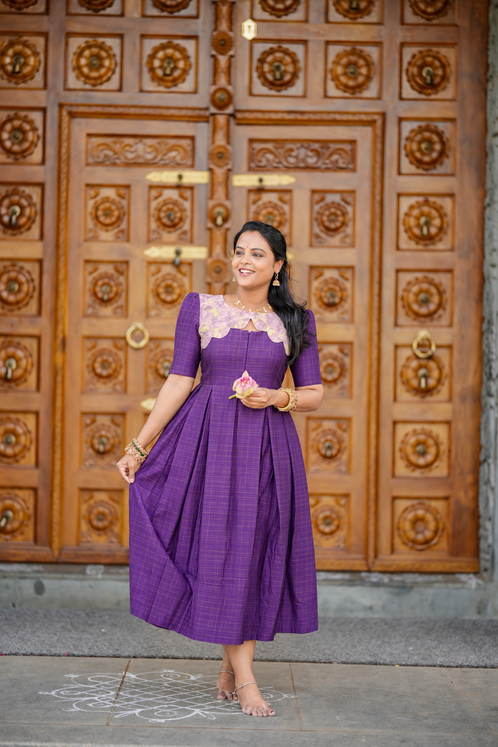 Sri raw silk midi Dress With Lining 48”