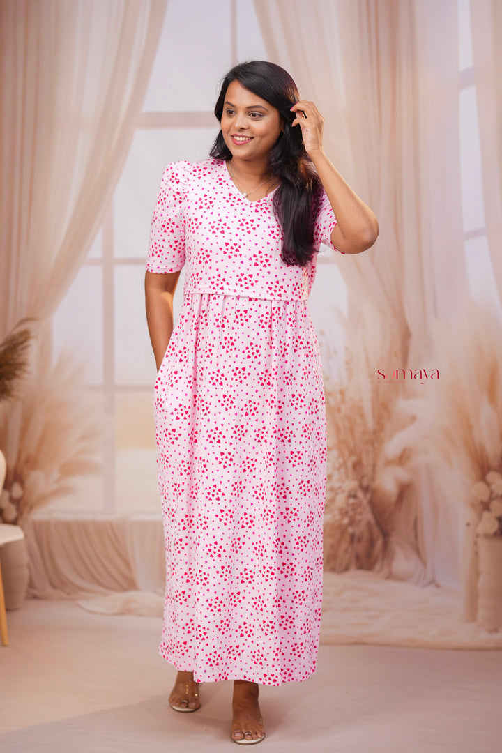 Maxi Babypink Waffle  Dress