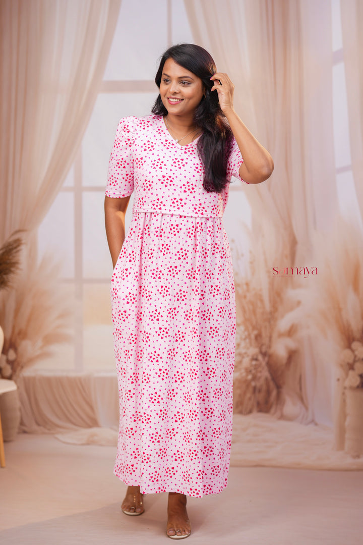Maxi Babypink Waffle  Dress